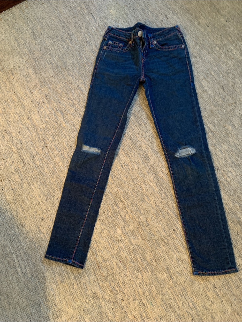 True religion girls Dark Blue Slim Ripped Jeans